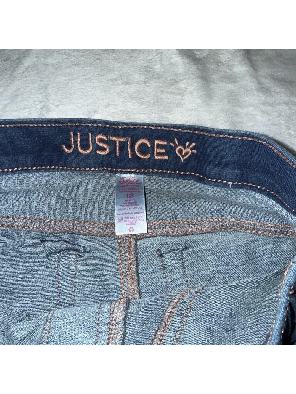 Justice Fashion Dark Blue Skinny Stretch Denim Jeans Girls Size 12 Casual
